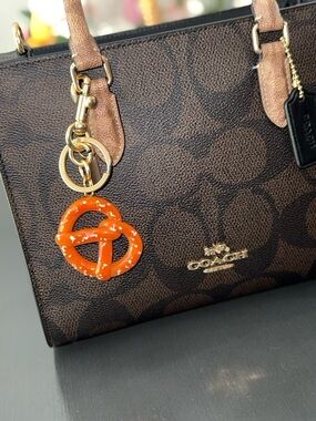 Gold and Brown Pretzel Keychain/Bag Charm